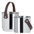 Secchio Champagne manico ecopelle inox ø 19 x H 19,5 cm Cacao