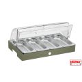 Porta verdure refrigerato 4 scomparti con cupola e Base Salvia
