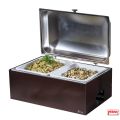 Chafing dish con 2 bacinelle in ceramica GN 1/2 e base acciaio C/Caffè