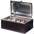 Chafing dish riscaldato a fiamma o resistenza completo di base colore Caffe
