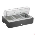 Vassoio refrigerato porta Yogurt Frutta Verdura sfusi in inox 18/10 con base Carbone