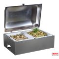 Chafing dish con 2 bacinelle in ceramica GN 1/2 e base acciaio C/Carbone Pinti