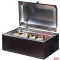 Chafing dish riscaldato a fiamma o resistenza completa base colore Caffe