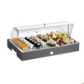 Piastra espositore acciaio inox refrigerata completa di base Carbone e cupola Caleido
