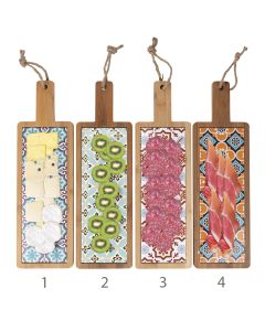Tagliere aperitivo con manico in 4 assortimenti 40 x 12,5 x h 1,2 cm Valladolid 