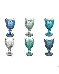Calici Set 6 pezzi In vetro Decoro arabescato Ø 8,5 x h 15,5 cm Syrah