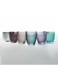 Bicchieri acqua Set 6 pezzi In vetro Superficie lavorata in rilievo Ø 8,1 x h 9,7 cm Castle