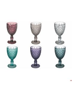 Calici Set 6 pezzi In vetro Decoro geometrico Ø 8 x h 16 cm Castle
