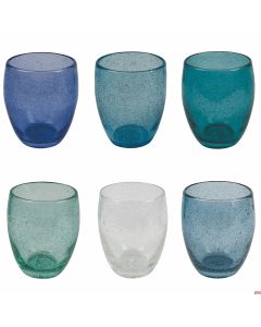 Bicchieri vetro soffiato &Oslash; 9 x h 10 cm in 6 sfumature di Blu Acapulco Marea
