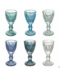 Bicchierini liquore set 6 pezzi In vetro &Oslash; 5 x h 10,5 cm 3 tonalita di Blu