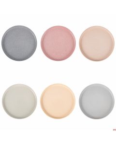 Piatti piani Set 6 pezzi in gres Ø 27,2 x h 2,4 cm colorati bordo rialzato Berlin