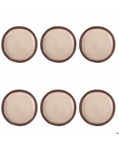 Piatto piano Set 6 pezzi in gres &Oslash; 26,5 x h 2,5 cm colore beige Bretagne Terra