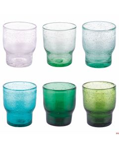 Bicchieri acqua set 6 pezzi In vetro Ø 8 x h 10 cm in 6 sfumature di verde