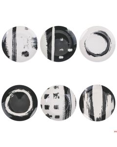 Piatto frutta Biano e nero in porcellana Ø 19,4 x h 2,0 cm The Black Mood