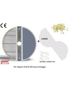 Dischi cubettare mozzarella da 10x10 a 24x24 mm in varie H per Chef Magnum TV Ø 330