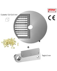 Disco e coltello tagliamozzarella misura cubetto 12X12x5 mm per Chef Pizza Inox Celme