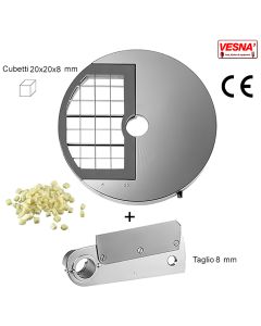Disco e coltello per cubettare 20X20x8 mm per Chef Pizza Inox Celme