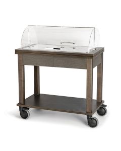 Carrello refrigerato dolci e formaggi con 2 cassetti in legno rovere scuro 90x50xH108 cm