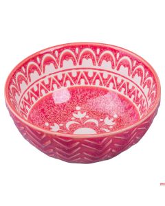 Ciotola tonda In ceramica Ø 12,5 x h 5,8 cm in 2 decori Rosso/Bianco