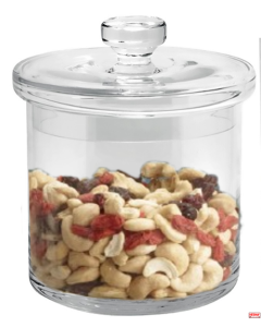 Vaso vetro con coperchio 14 x h 17,5 cm