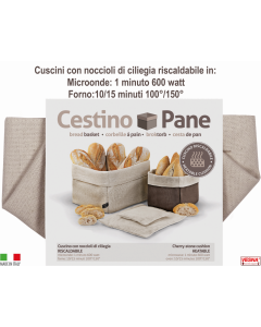 Cestini Pane in cotone opzione cuscino termico con noccioli ciliegio