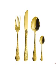 Set posate pezzatura completa inox 18/10 Spessore 2 mm Tattoo gold Abert