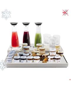 Espositore set refrigerato completo con 3 Caraffe e base in legno wengè 60 x 40 x h 5 cm