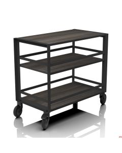 Carrello servizio sala multi funzione con 4 ruote effetto Rovere Bruciato 90x50xH 82 cm