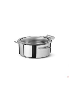 Scaldavivande tondo acciaio con coperchio acciaio/vetro ø 33 x H 13,5 cm