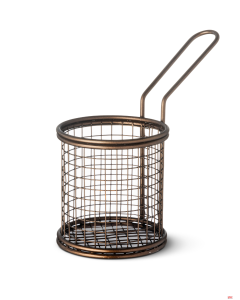 Cestello fritto tondo acciaio copper anticato  ø 9 x h 9,2 cm