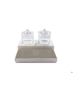 Espositore cereali completo set 40 x 40 cm bianco con 2 Vasi Domino   