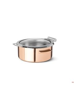 Scaldavivande tondo copper con coperchio acciaio/vetro ø 33 x H 13,5 cm