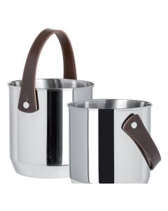 Secchio Champagne manico ecopelle inox ø 19 x H 19,5 cm Cacao