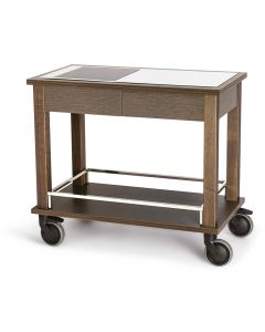 Carrello Flambè con piastra ad induzione in legno Rovere scuro 90x50xH80 cm