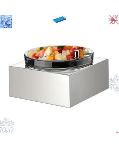 Portamacedonia/yogurt refrigerato 24x24 cm inox 18/10 C/coperchio