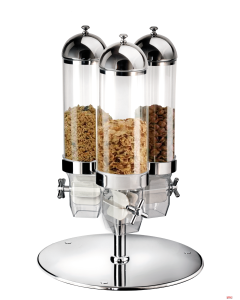 Distributore cereali triplo girevole ø 42 x H 60 cm Lt.3x3 in acciaio inox