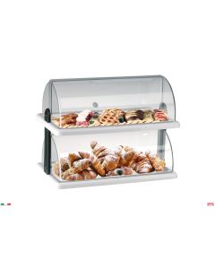 Vetrinetta Brioches doppio con cupole apribile 50x30,5x H 39 cm