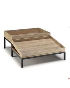 Espositore legno Set 1 struttura in alluminio colore nero 52,5x70xH 24 cm