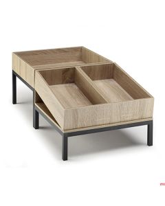 Espositore legno Set 2 struttura in alluminio colore nero 35x70xH 24 cm