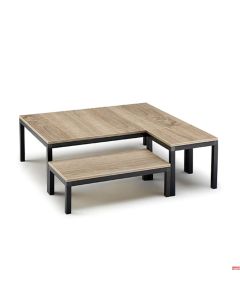 Espositore legno Set 7 struttura in alluminio colore nero 52,5x52,5x H 16 cm