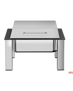 Chafing Dish professionale GN 2/3 con gambe e coperchio in acciaio inox