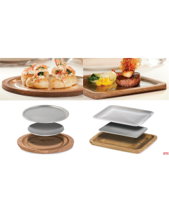Vassoi riscaldati Ovali/Rettangolari C/base in legno Clicca l'immagine Piccola-x- sconto quantità 