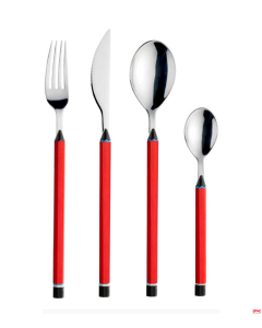 Servizio posate Matite da 24 Pz colore Corallo con scatola