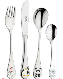 Posate set da Bambino 4 pezzi inox 18/10 con scatola Arca di Noè
