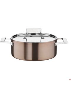 Casseruola trimetallo bassa con coperchio Ø 20 h 7,5 cm inox 18/10 Pinti Century