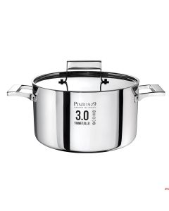 Casseruola Inox 18/10 trimetallo alta c/coperchio Ø 28 cm