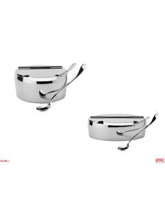 Zuccheriere da tavola complete di due cucchiaini in acciaio Inox Pinti