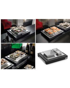 Espositori vassoi refrigerati con ciotole in porcellana