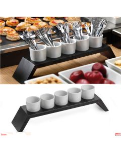 Porta posate con 5 bicchieri e base in legno Mdf wengè 