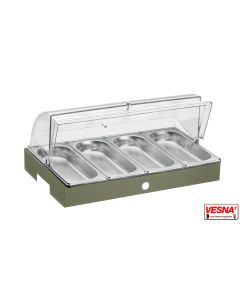 Porta verdure refrigerato 4 scomparti con cupola e Base Salvia